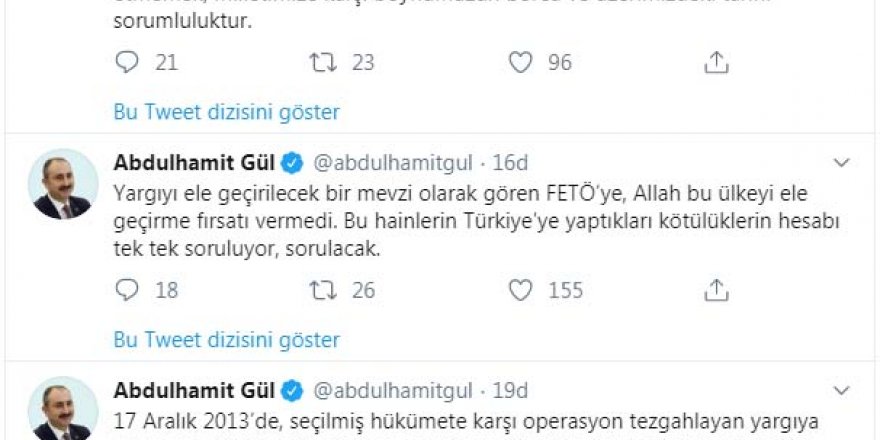 BAKAN GÜL: TÜRK YARGISI, SADECE HUKUKUN EMRİNDE