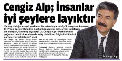 Cengiz Alp,”İnsanlar iyi şeylere layıktır “