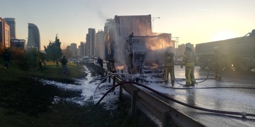 Esenyurt Tem Bağlantı Yolunda Tır Alev Alev Yandı