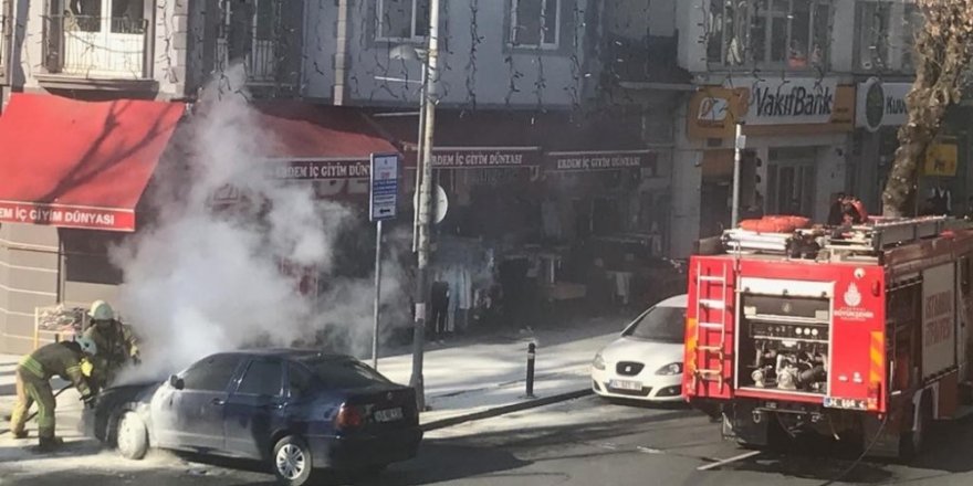 Sarıyer’de Korkutan Araç Yangını