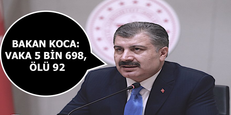 BAKAN KOCA: VAKA 5 BİN 698, ÖLÜ 92