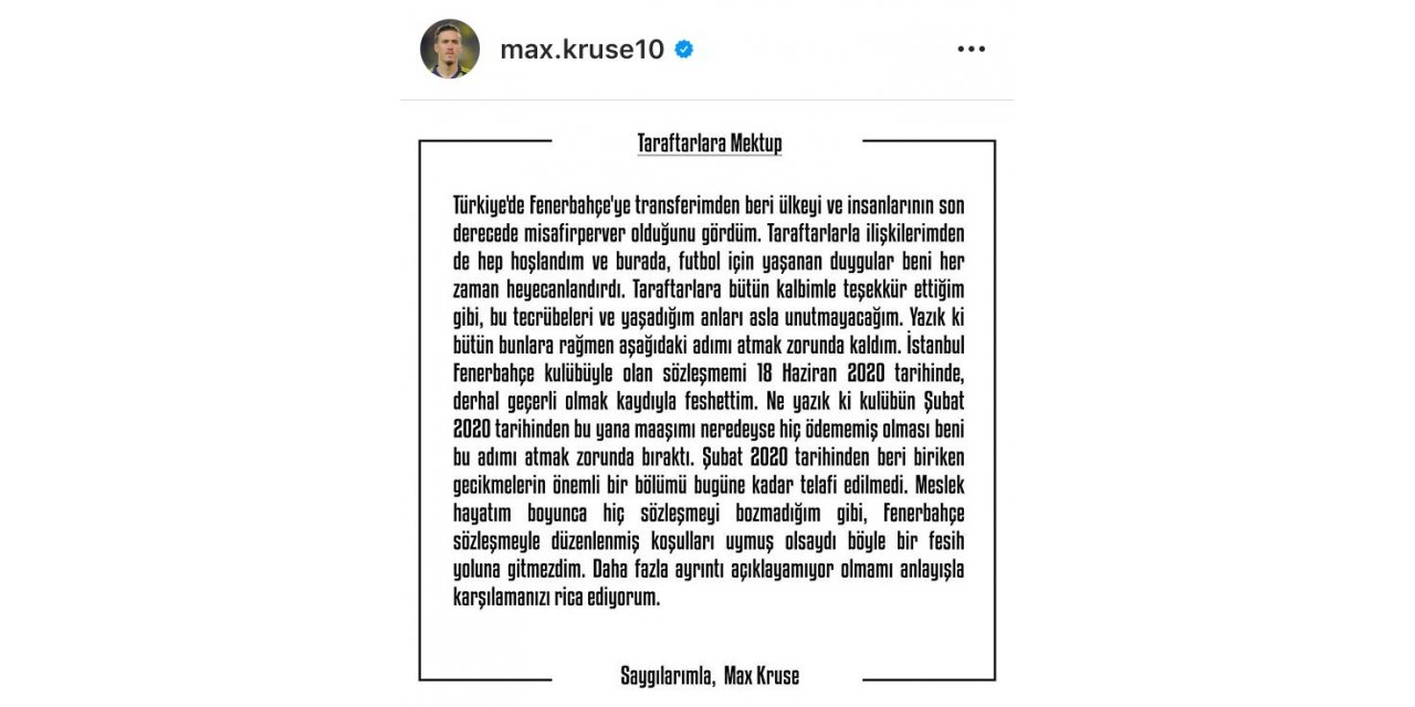 Max Kruse, Ayrılığın Nedenini Açıkladı