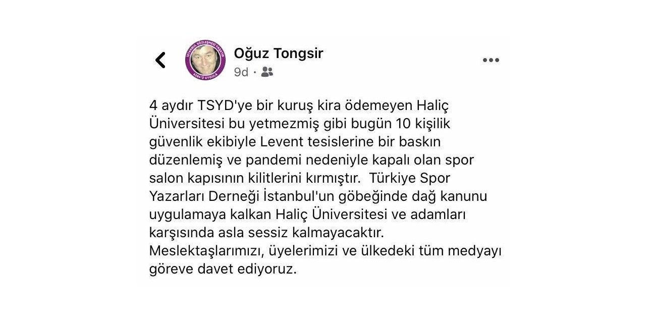 Oğuz Tongsir: "10 Kişilik Bir Grup Spor Salonunun Kilitlerini Kırdı"