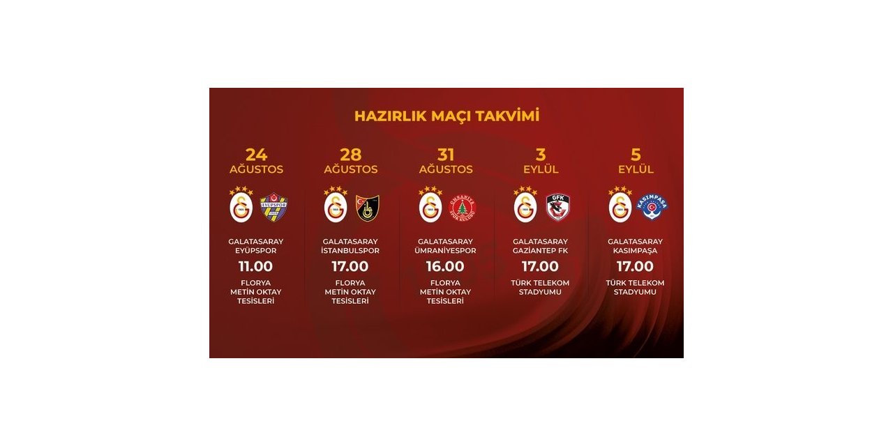 Galatasaray 5 Hazırlık Maçı Oynayacak