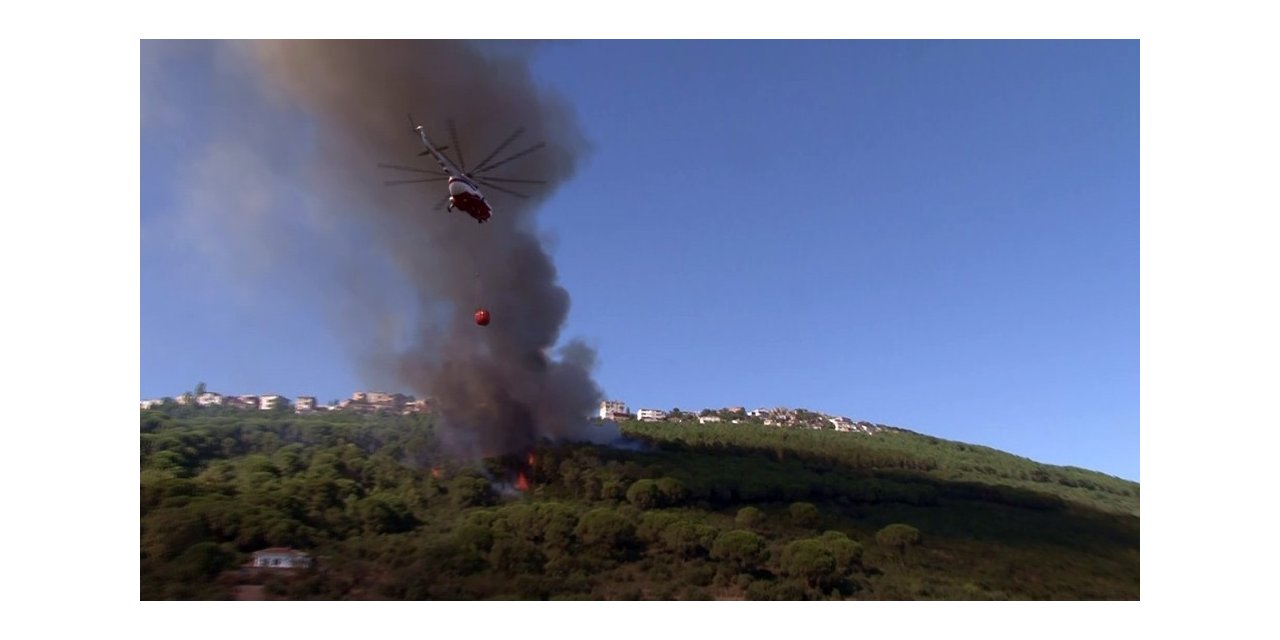 Maltepe’de Ormanlık Alanda Yangın Çıktı. Yangına İtfaiye Ekiplerinin Yanı Sıra Havadan Helikopterle De Müdahale Ediliyor.