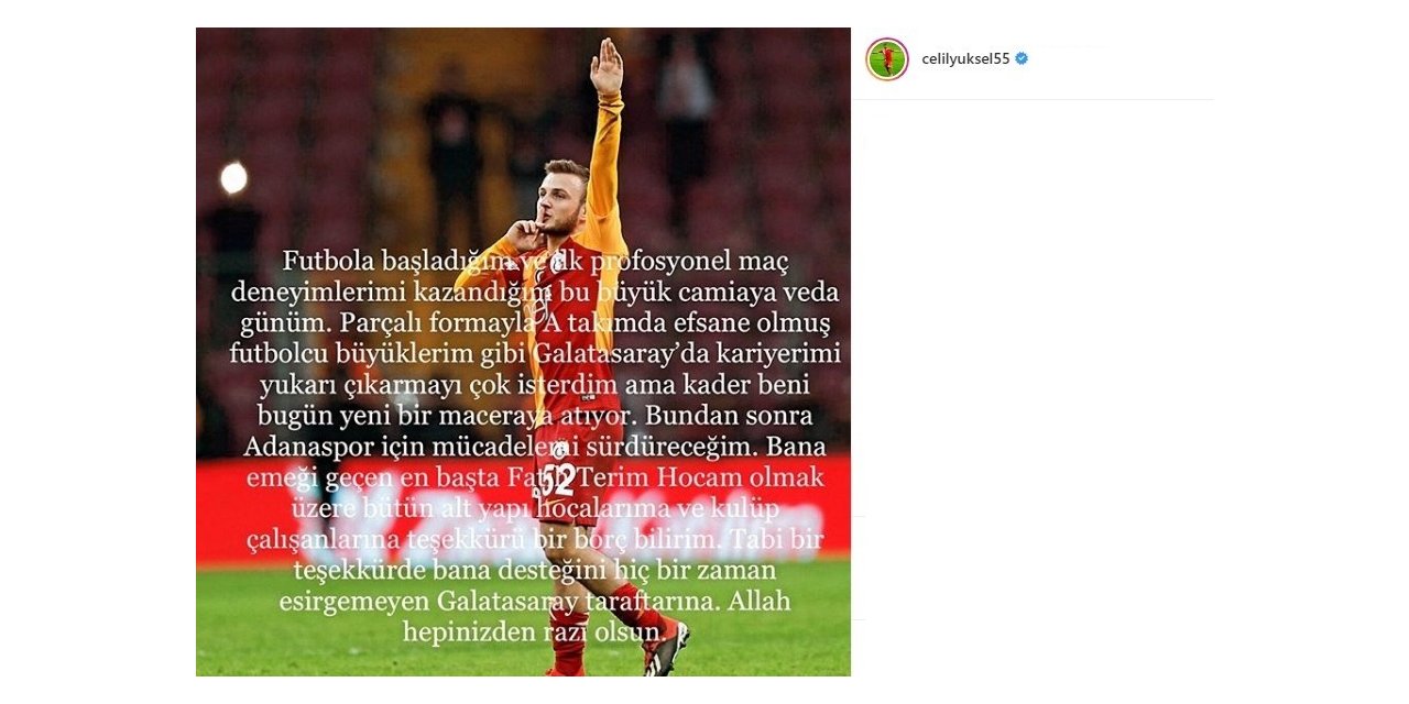 Celil Yüksel’den Galatasaray’a Veda