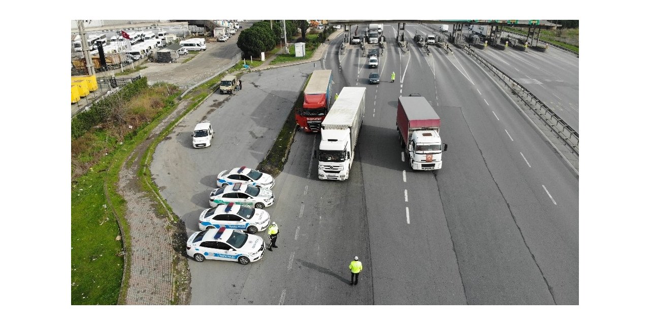 Kar Alarmı Verilmişti, Polislerin Kış Lastiği Denetimi Havadan Görüntülendi