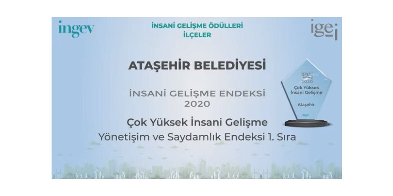 Ataşehir Belediyesine Çok Yüksek İnsani Gelişme Ödülü