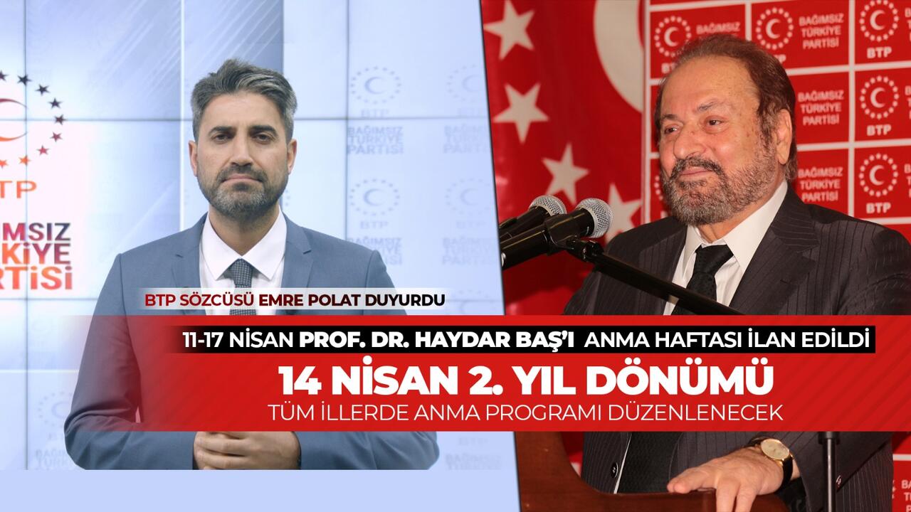 Prof. Dr. Haydar Baş vefatının 2. yılında anılıyor.