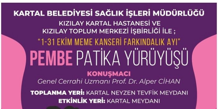 Kartal Belediyesi’nden Meme Kanserine Farkındalık İçin Pembe Patika Yürüyüşü