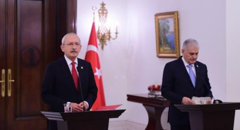 CHP GENEL BAŞKANI KEMAL KILIÇDAROĞLU VE BAŞBAKAN BİNALİ YILDIRIM, ÇANKAYA KÖŞKÜ’NDE GÖRÜŞMELERİ SONRASI ORTAK BASIN AÇIKLAMASI YAPTI (22 OCAK 2018)