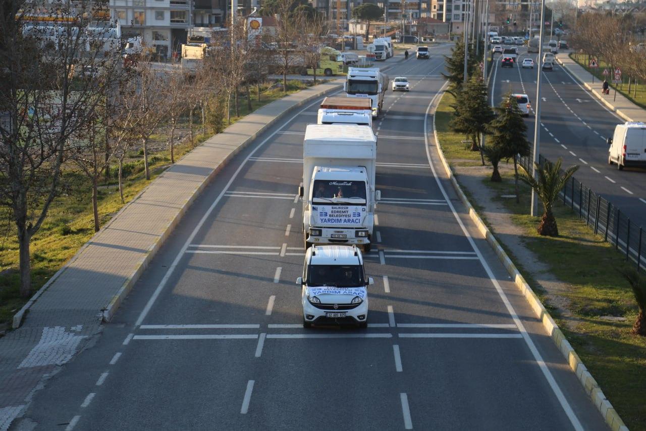 Edremit’ten Üç Günde 17 Tır Yardım Gönderildi