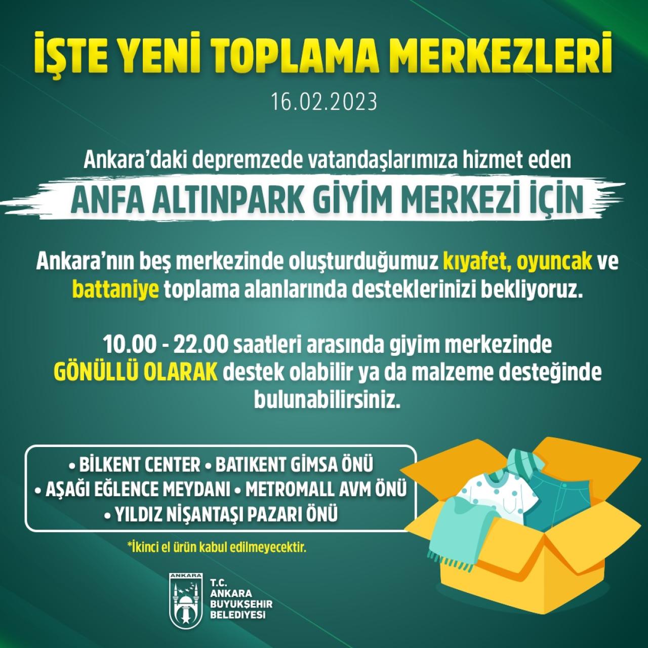 GİYİM MERKEZİ İÇİN 5 YENİ TOPLAMA ALANI