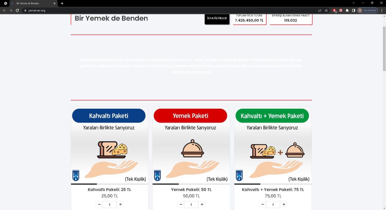 ABB'NİN “YEMEK VER” KAMPANYASI 3 GÜNDE 7 BUÇUK MİLYON TL’YE ULAŞTI