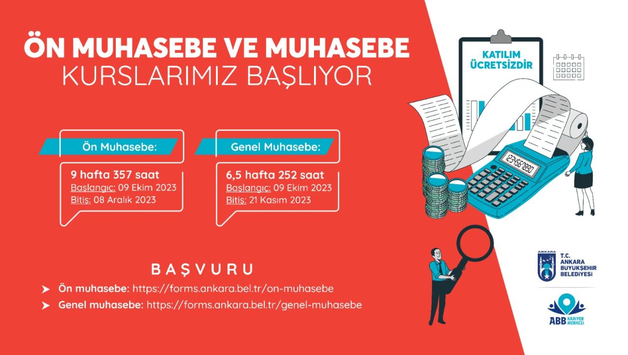 ANKARA BÜYÜKŞEHİRİN İSTİHDAM GARANTİLİ EĞİTİMLERİ DEVAM EDİYOR: ÖN MUHASEBE VE MUHASEBE KURSLARI BAŞLIYOR