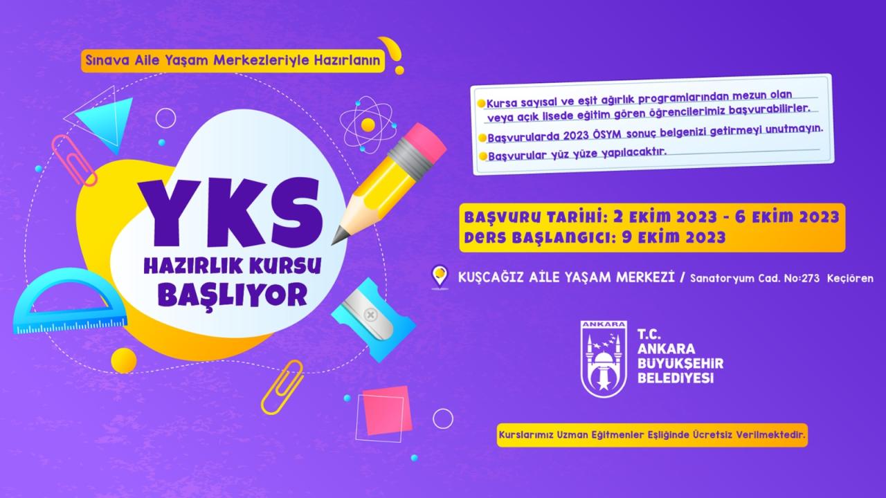 ANKARA BÜYÜKŞEHİR BELEDİYESİNDEN ÜCRETSİZ YKS VE EKPSS HAZIRLIK KURSU