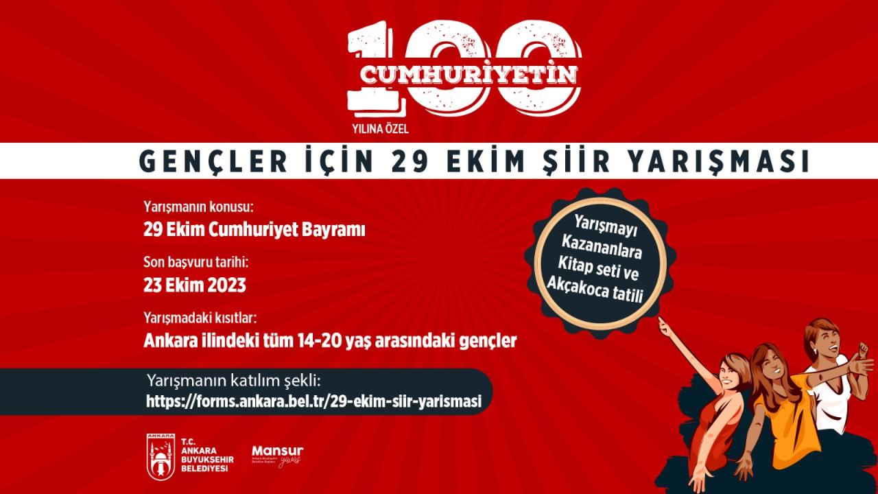 ANKARA BÜYÜKŞEHİRDEN CUMHURİYETİN 100. YILINA ÖZEL ŞİİR YARIŞMASI