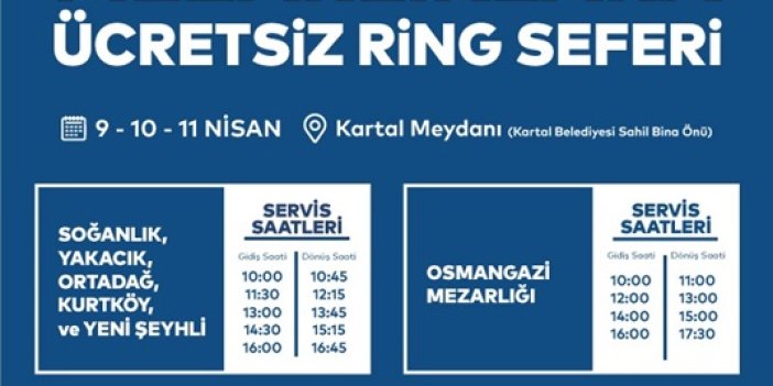 Kartal Belediyesi’nden Ramazan Bayramı’nda Mezarlıklara Ücretsiz Ulaşım Hizmeti