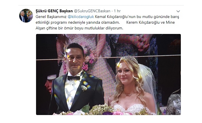 Şükrü Genç’den. Genç çiftlere mutluluk dileği