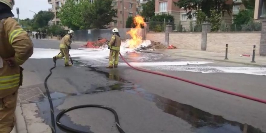 Pendik'te  Kazı Sırasında Doğalgaz Hattı Patladı