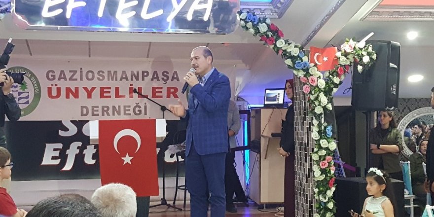 İçişleri Bakanı Soylu, Gaziosmanpaşa’da Ünyeliler iftar programına katıldı