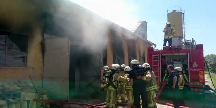 Kartal’da izolasyon malzemesi üretilen atölyede yangın