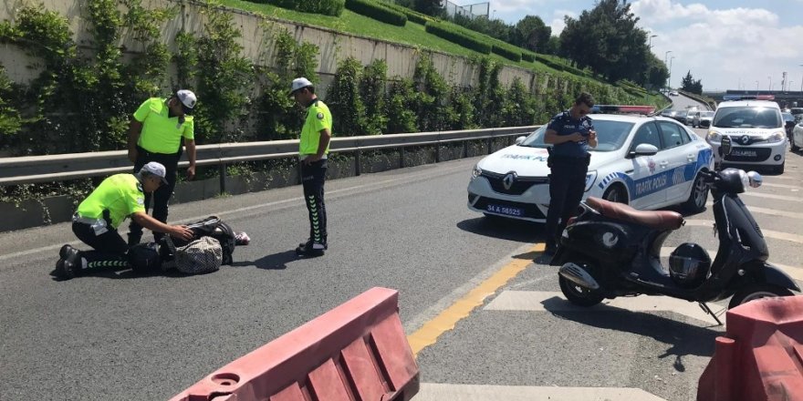 15 Temmuz Şehitler Köprüsü Girişinde Motosiklet Kazası