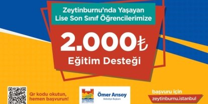 ZEYTİNBURNU BELEDİYESİ’NDEN LİSE ÖĞRENCİLERİNE 2 BİN TL EĞİTİM DESTEĞİ