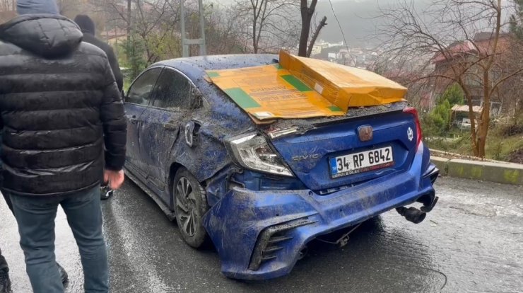 SARIYER’DE İSTİNAT DUVARI ARACIN ÜSTÜNE YIKILDI